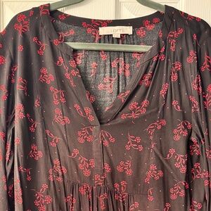 Loft black and red floral dress